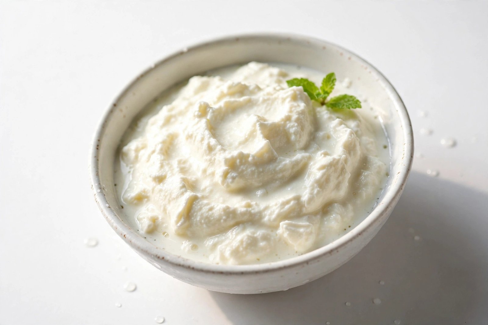 Homemade dahi in a white katori