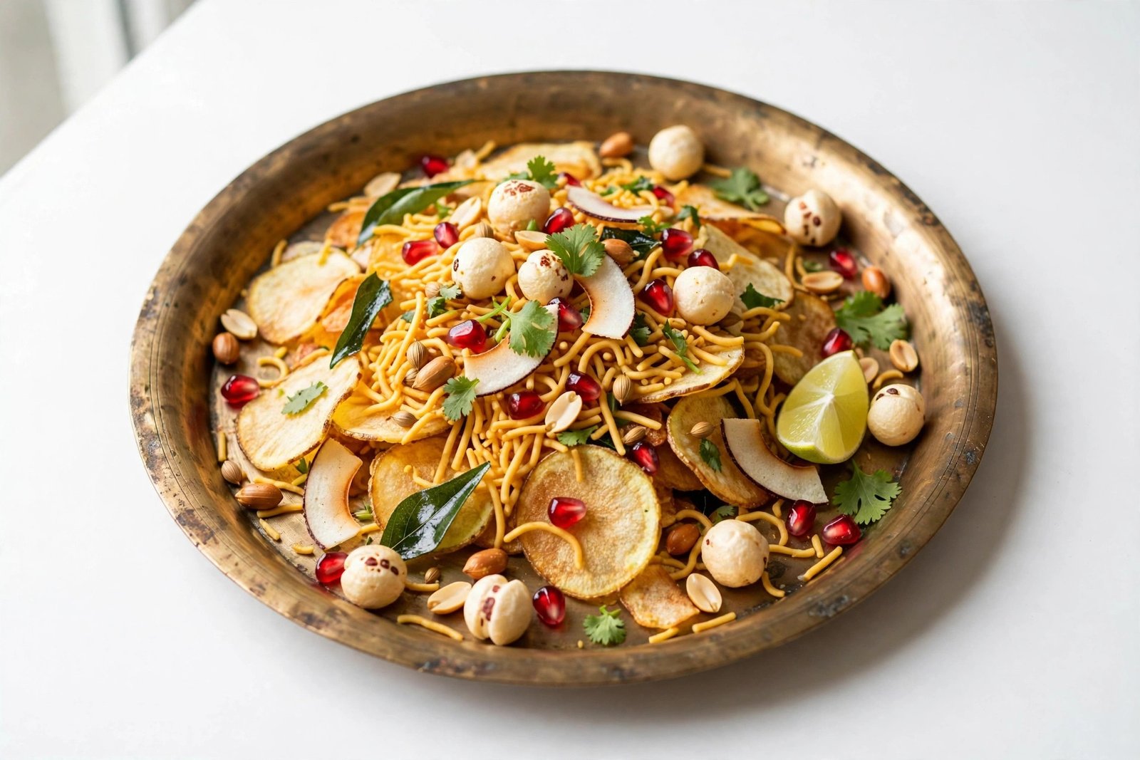 Farali bhel on a kansa thali