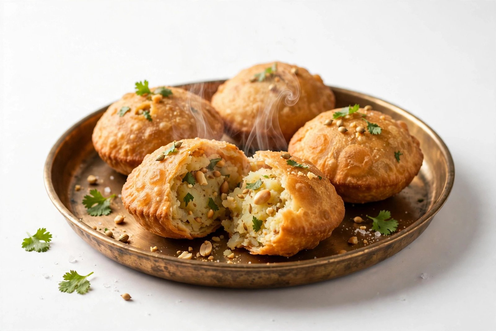 Farali kachori on a kansa thali