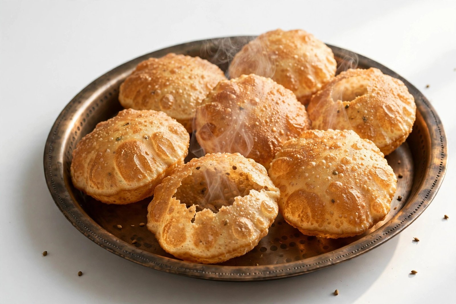 Rajgira poori on a kansa thali